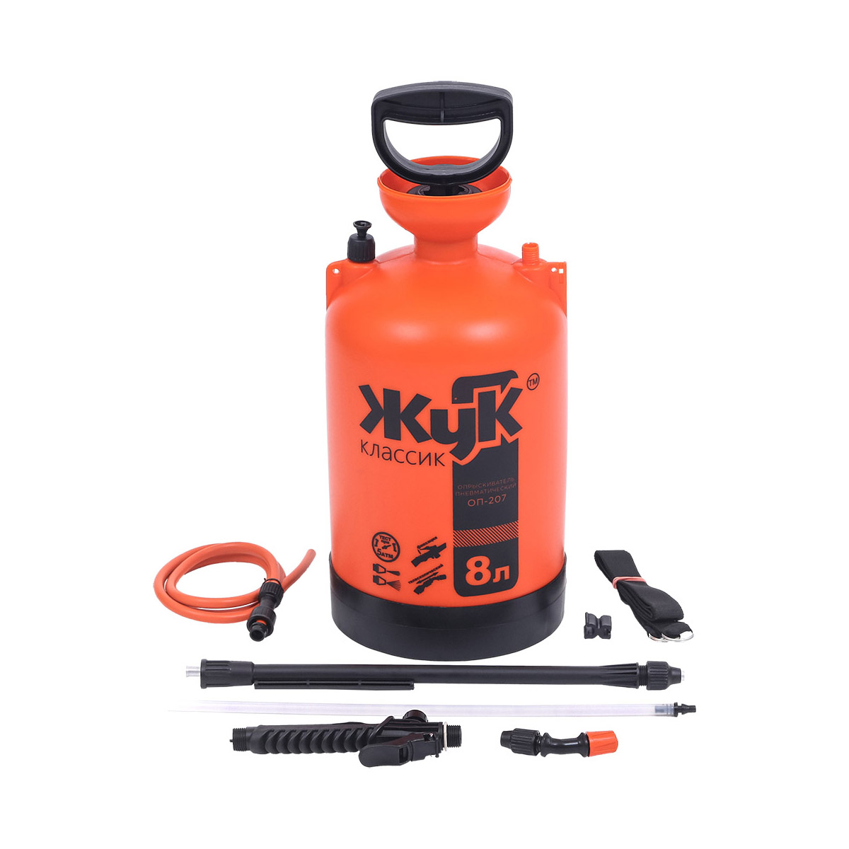 Опрыскиватель "жук" оп-207  8 л (1/6) "классик" (пластм. брандспойт мод. 208)