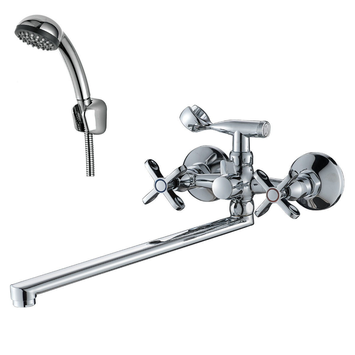 Смеситель для ванн  rs42-80 длинный плоский излив, двухвентильный (1/12) "rossinka"