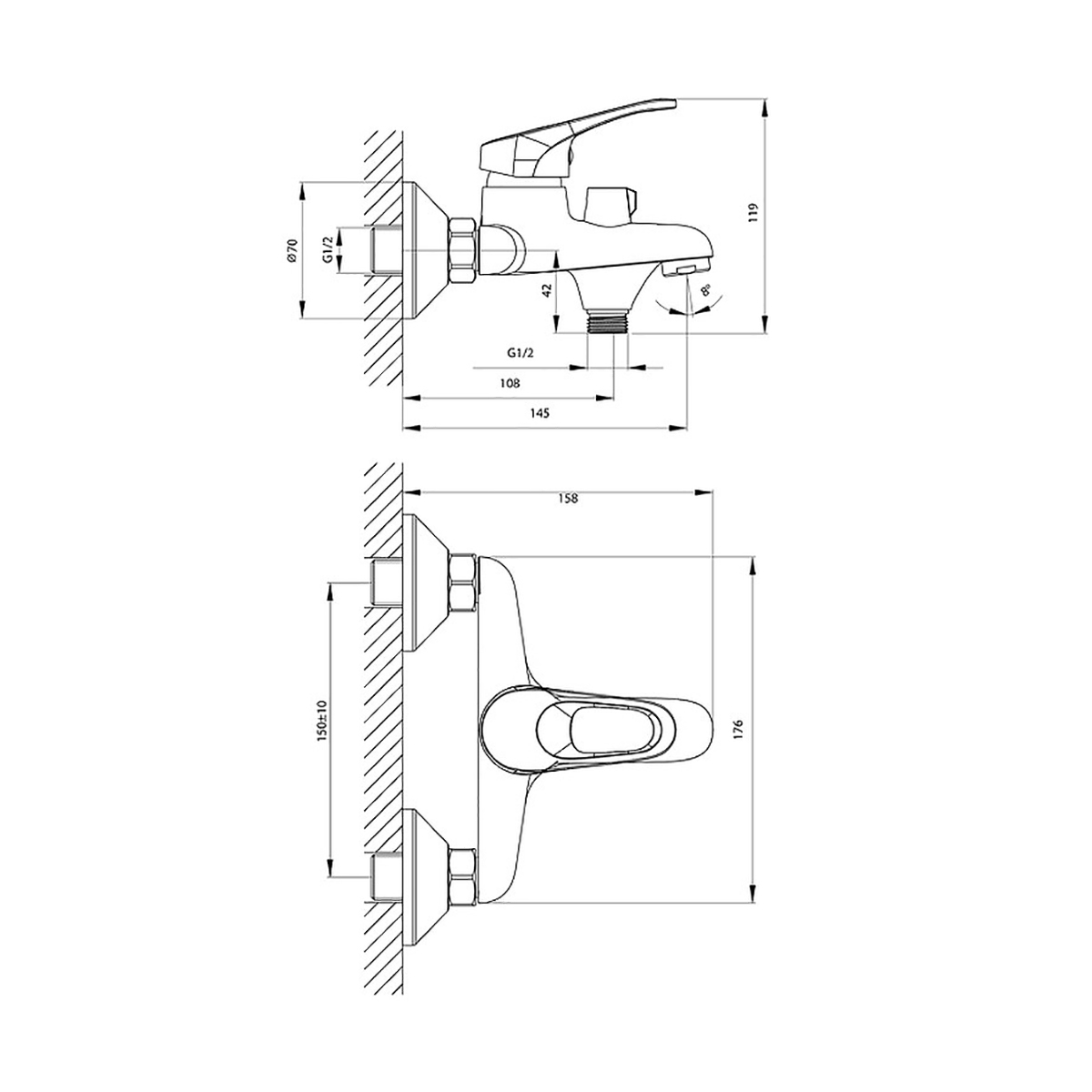 Смеситель для ванн  b35-30 (1/12) "rossinka"