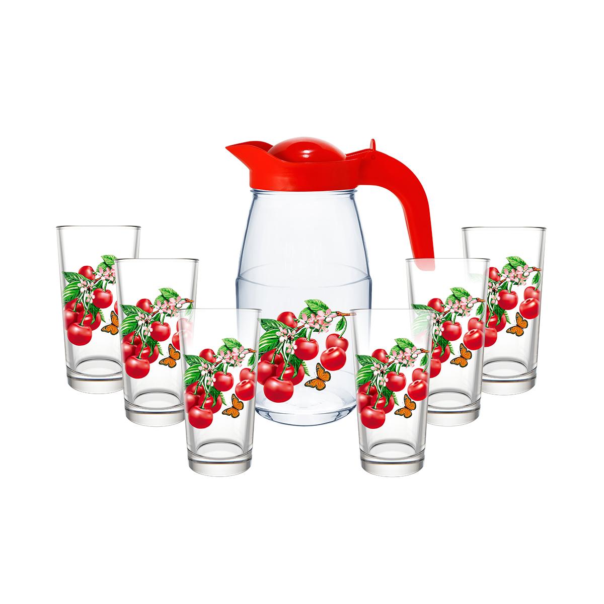 Набор для воды с кувшином "вишня на ветке" (7 предметов) (1/3) "декостек"