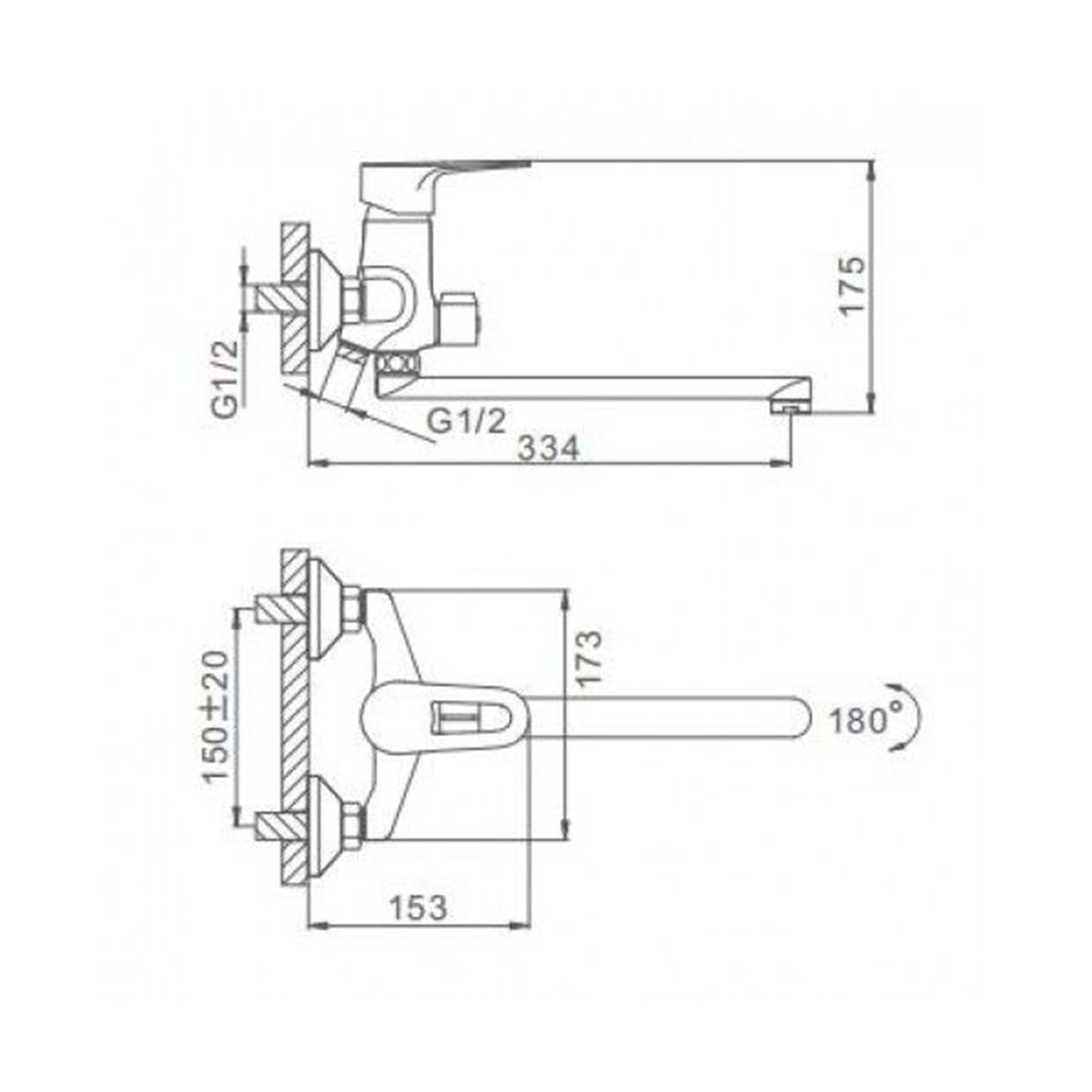 Смеситель для ванн f22702-b длинный поворотн. излив, хром (1/10) "frap"