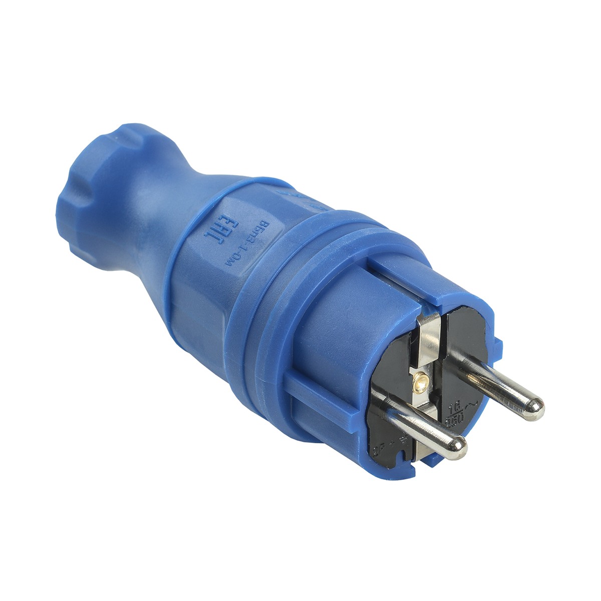 Вилка прямая с заземл. "омега" вбп3-1-0м, ip44, синий (1/30/180) "iek"