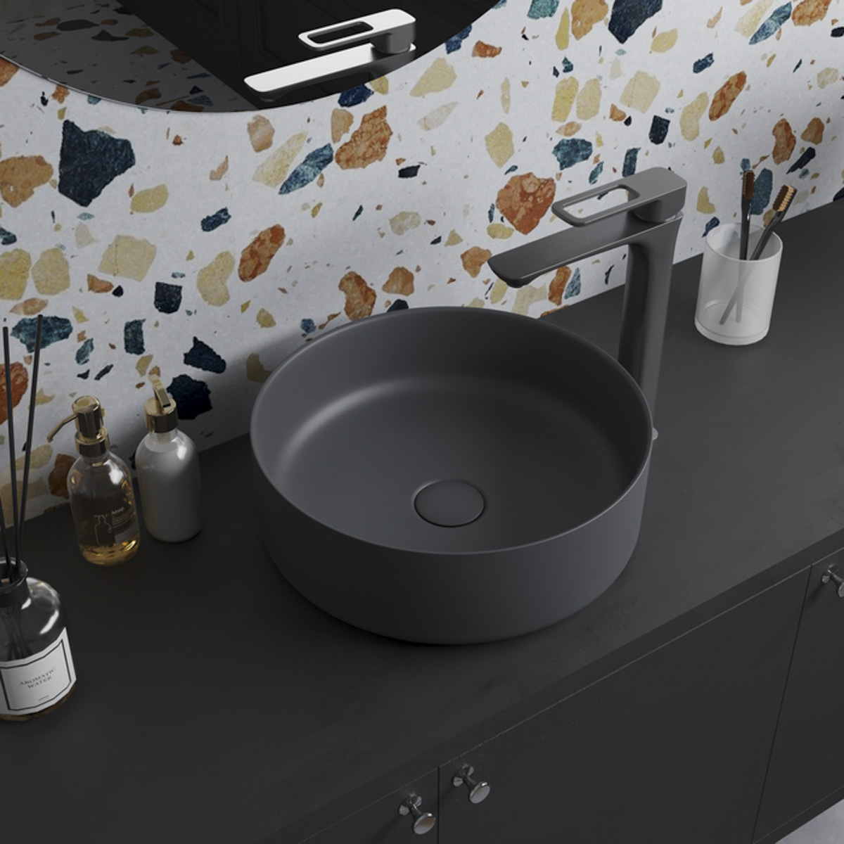 Раковина накладная "ray" (серый матовый) (1) "iddis" raygm03i27