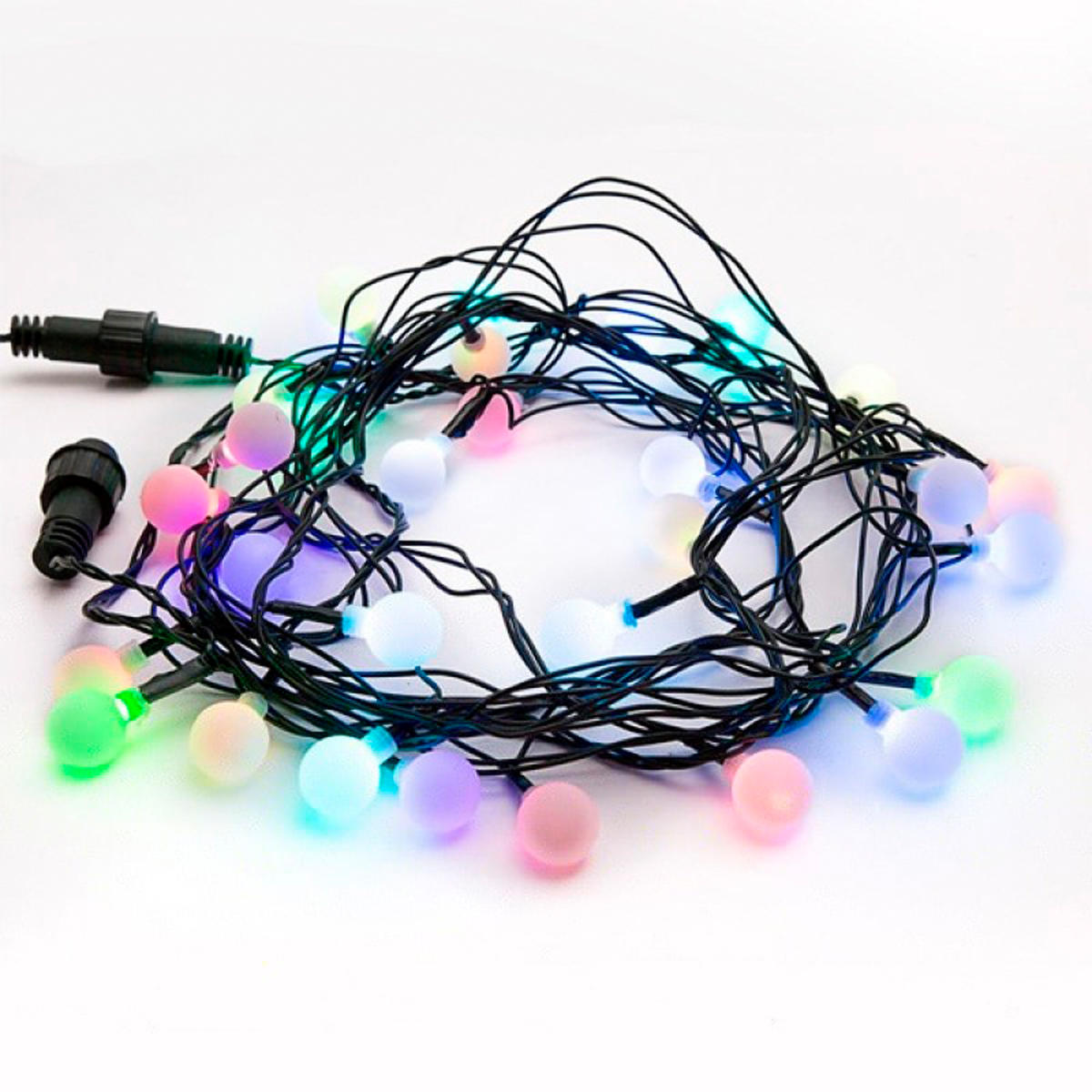 Электрогирлянда "шарики" 5 м, 30 разноцв. ламп d-18 мм, шнур зеленый (1/24) "neon-night" 303-549