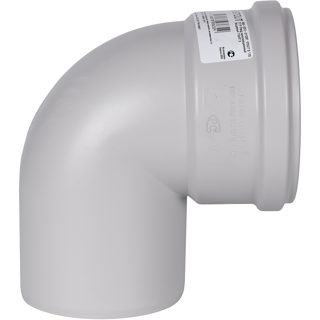 Отвод 87,5° канализационный бесшумный D = 110 мм STOUT