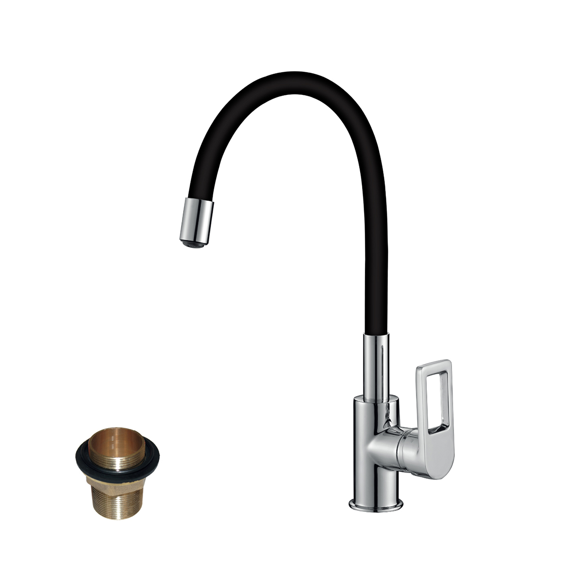 Смеситель для кухни  z35-35u-black (черный/хром)  гибкий поворотн. излив (1/12) "rossinka"