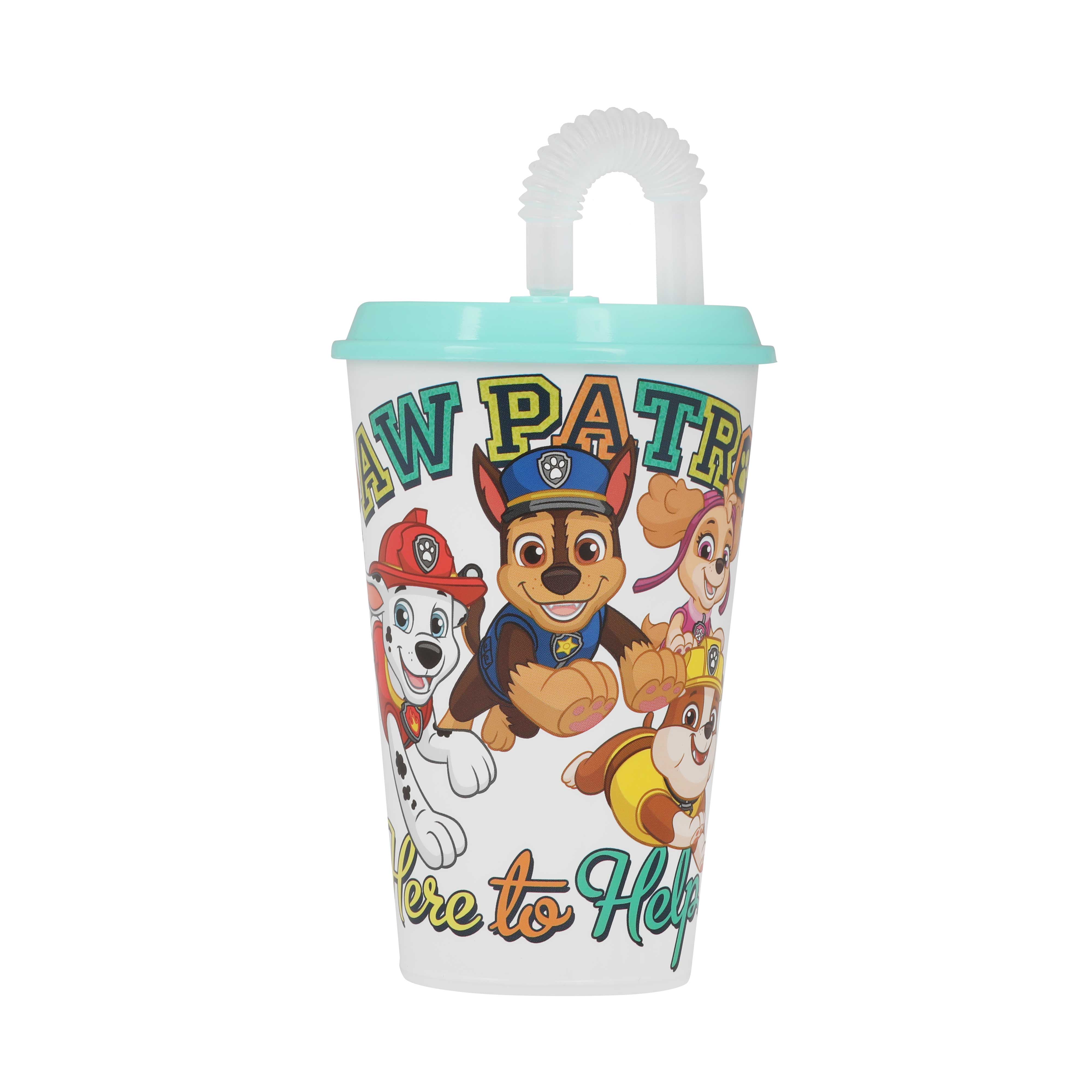 Стакан пласт. "щенячий патруль" 0,5 л с крышкой и трубочкой (1/30) "альтернатива"  м8130