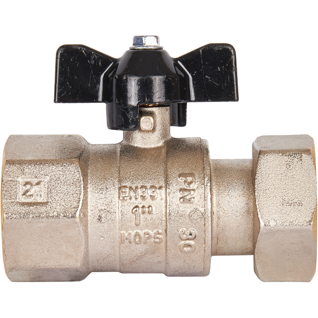 Кран шаровый STOUT ВВ 1" с накидной гайкой бабочка