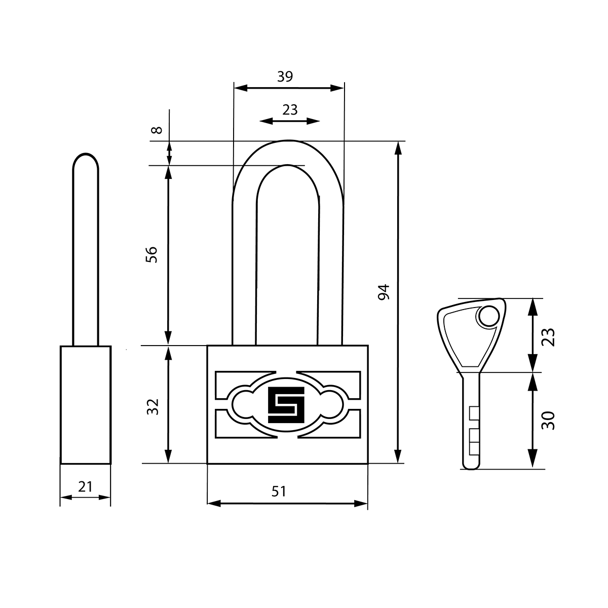 Замок навесной вс 3-п50-01 пл  7,5 мм (5 ключей, длинная дужка) (1/6/72) "булат"