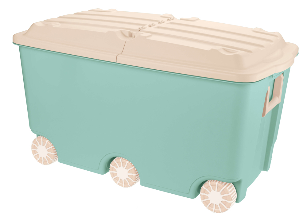 Ящик для игрушек на колесах 685*395*385 мм 66,5 л (зеленый) (1/3) "бытпласт"