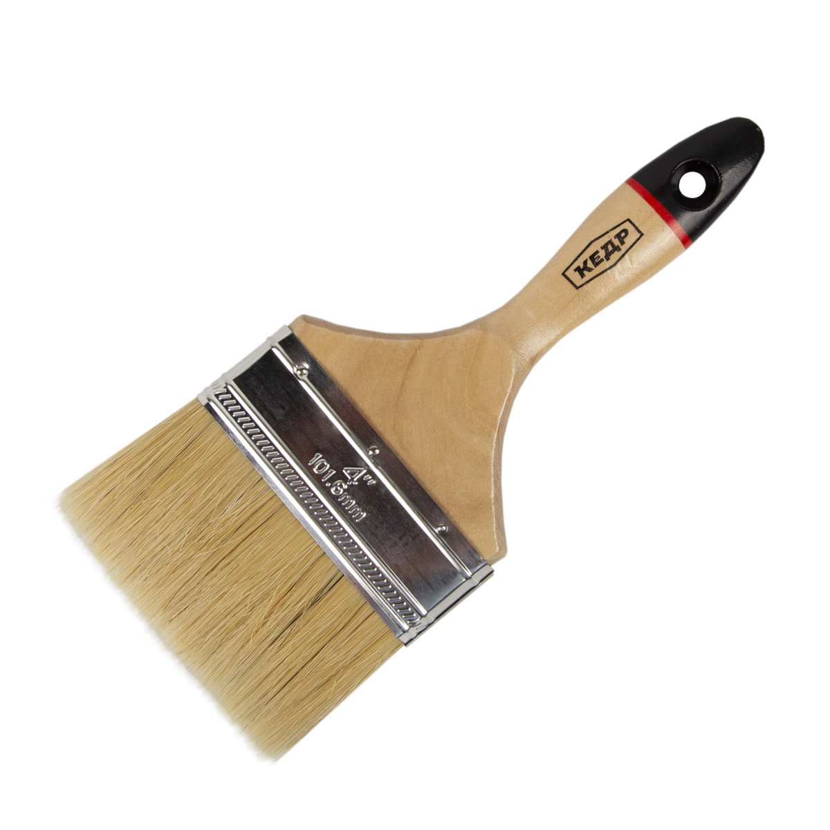 Кисть плоская "евро" №4 /100 мм  (12/180) натур.щетина, дерев.ручка "кедр"  099-1040