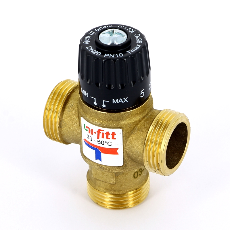Клапан термостатический Н трехходовой UNI-FITT 1" боковое смешение, 35-60°С