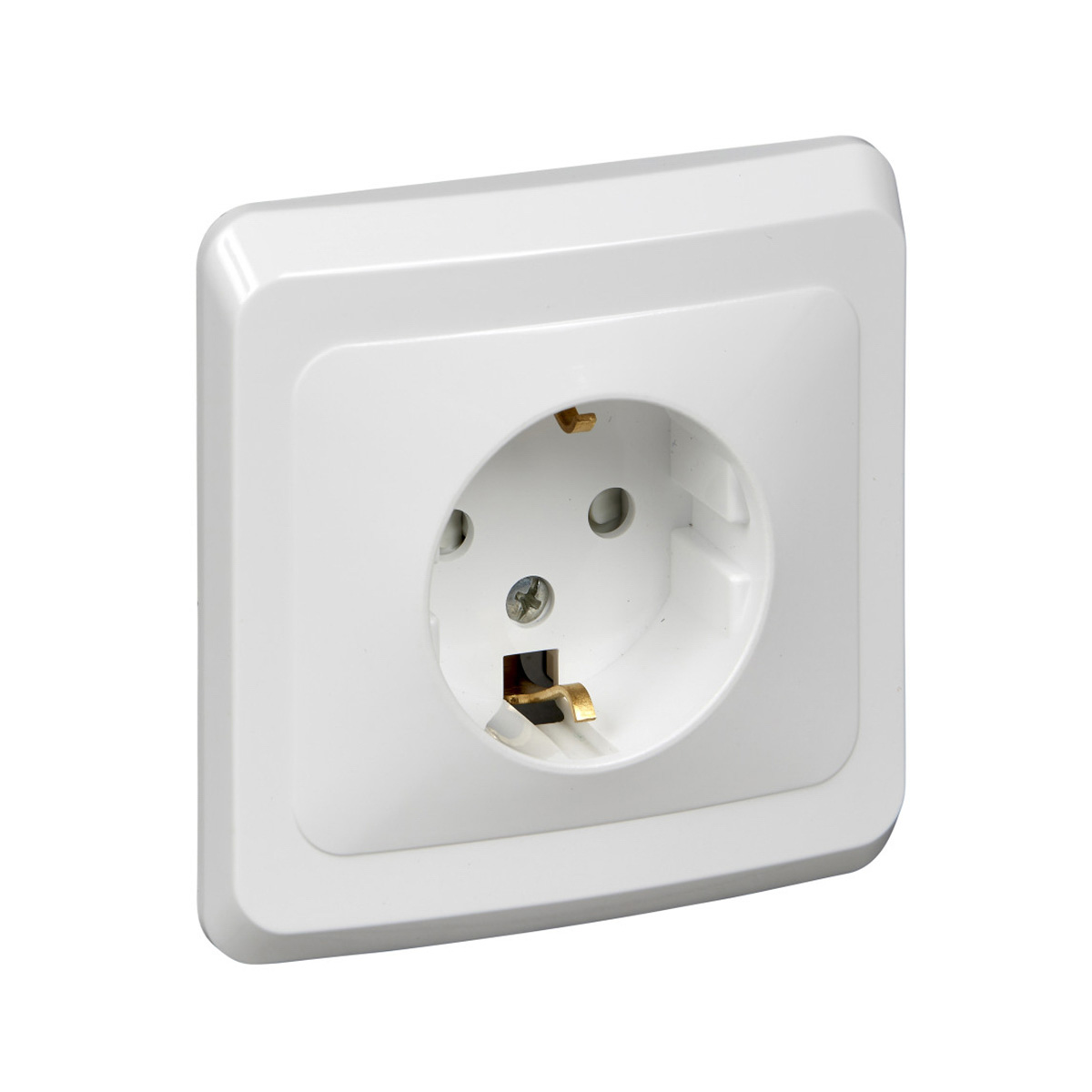 Розетка "этюд" 1 местн. с заземл, с шторками 16а, белый (1/20/120) "schneider"