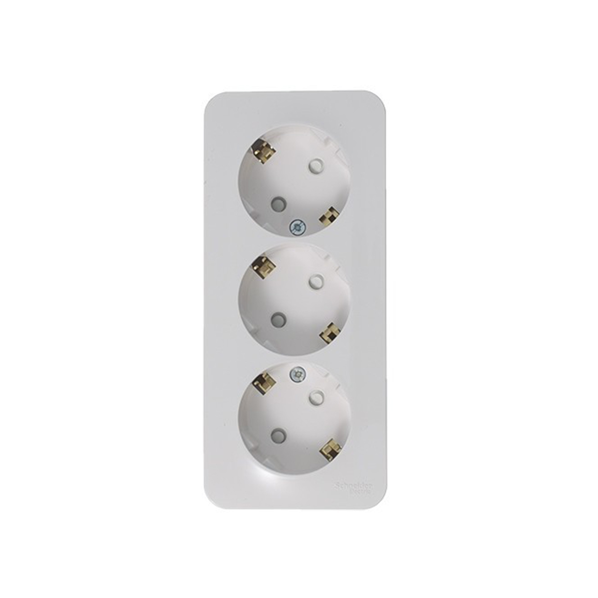 Розетка открыт. уст. "blanca" 3-х местн. с заземл, с шторками 16а, белый (1/5/30) "schneider"