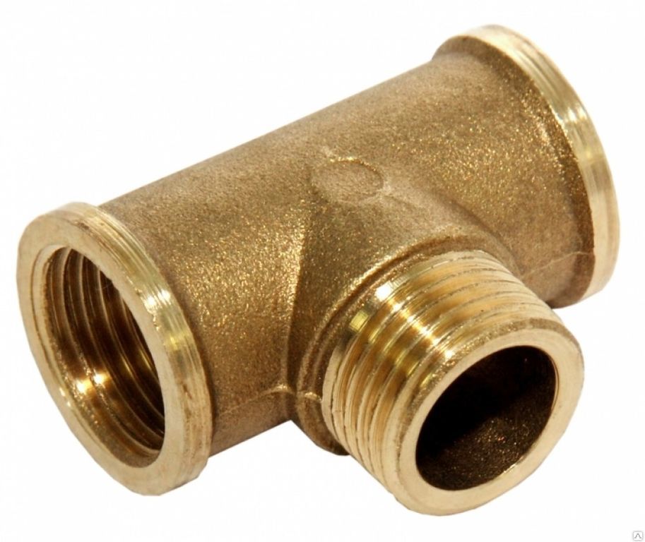 Тройник резьбовой ВН 1/2" латунь STOUT
