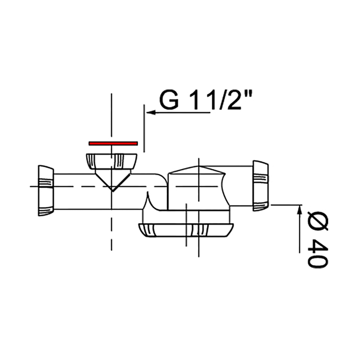 Сифон "espace" без выпуска 1 1/2" х 40 мм с отводом (1/40) "wirquin"