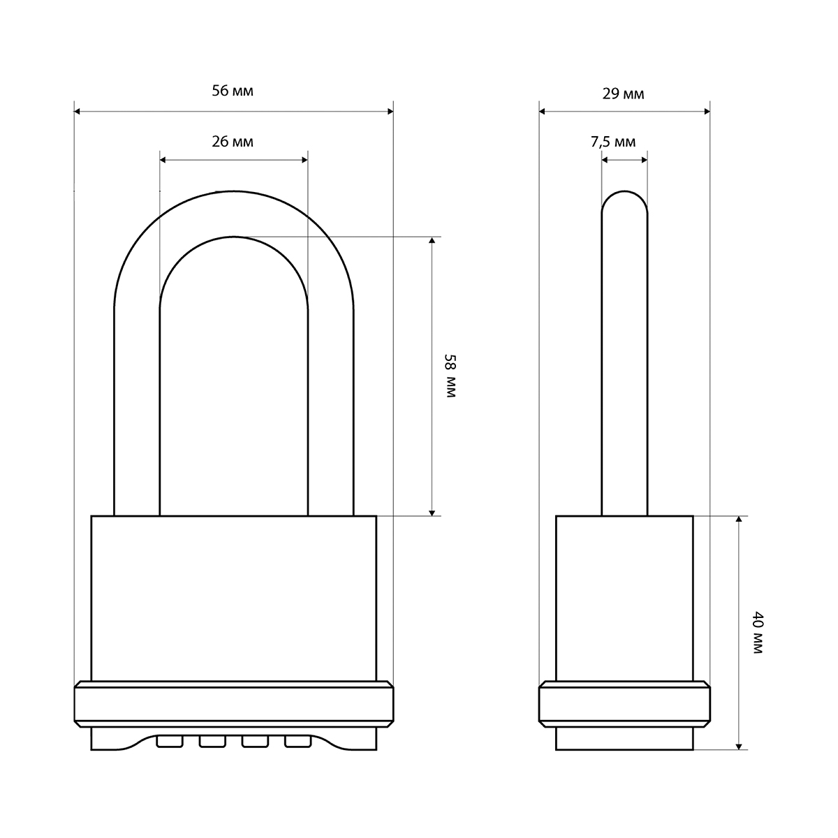 Замок навесной кодовый вс 564-01  8 мм (длинная дужка) (1/6/24) "булат"