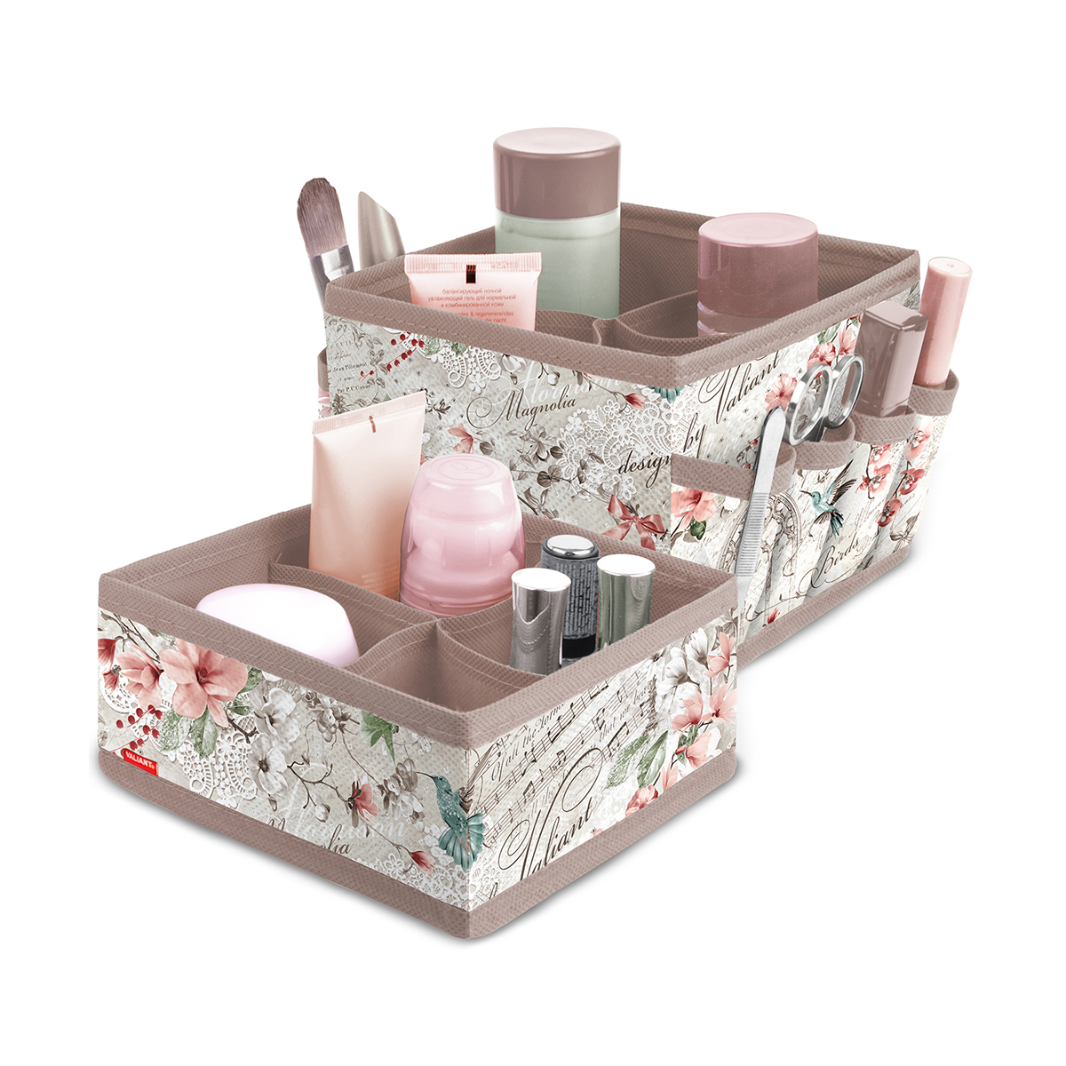 Органайзеры для косметики и аксес. "jardin" 2 шт. (15*15*12; 15*15*7 см) (1/24) "valiant" jr-s4s4