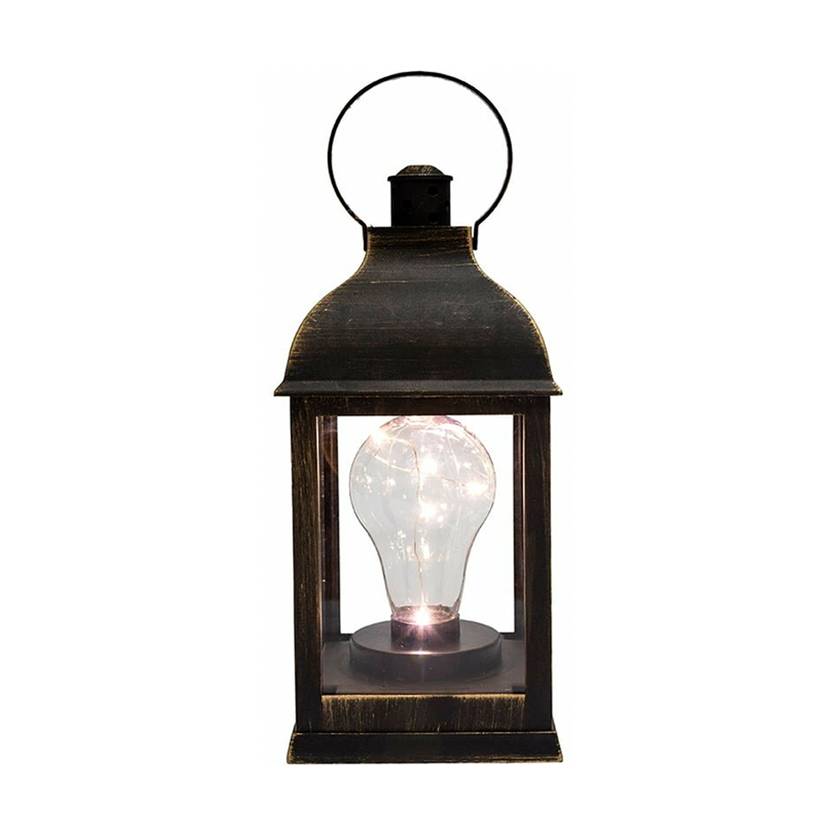 Фонарь декор. с лампочкой 10,5*10,5*22,5 см, бронза, теплый белый свет (1/16) "neon-night" 513-053