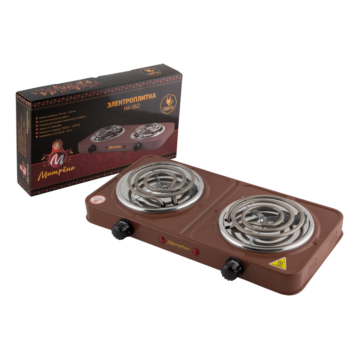 Плита электр. 2-конфор. (тэн) "матрёна" ма-062 (коричневый) (1/5)