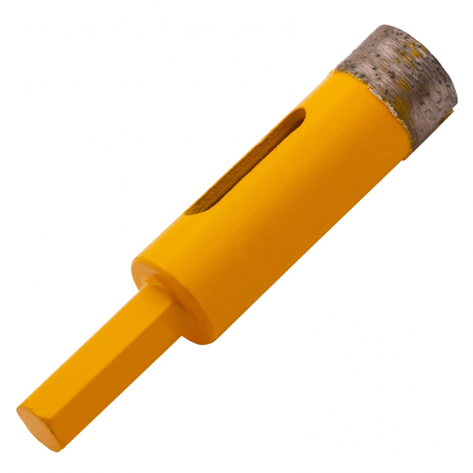 Сверло алмазное по керамограниту, 16 мм, мокрая резка, трехгранный хвостовик Denzel (72677)