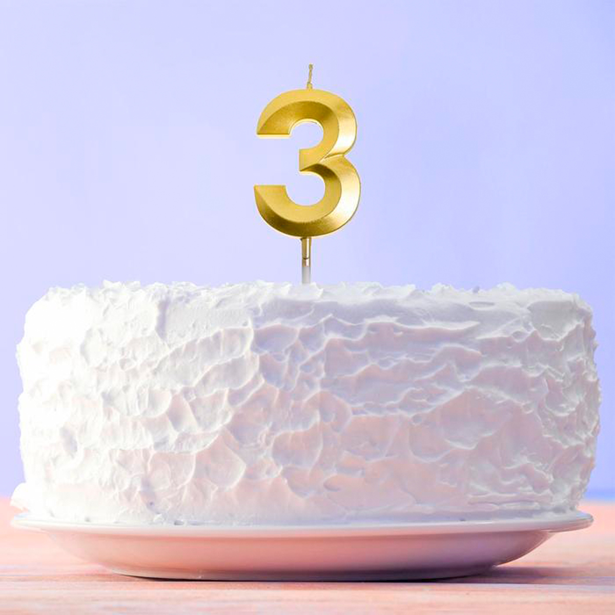 Свеча для торта цифра "3" 5*12 см золотая (1/600) "страна карнавалия" 5276855