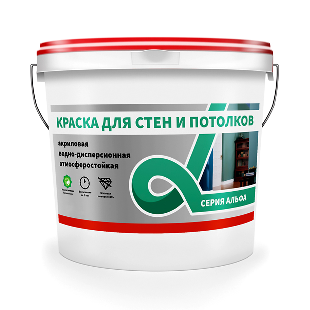 Краска в/д  для стен и потолков супербелая "alfavit"  6,5 кг (1) серия альфа