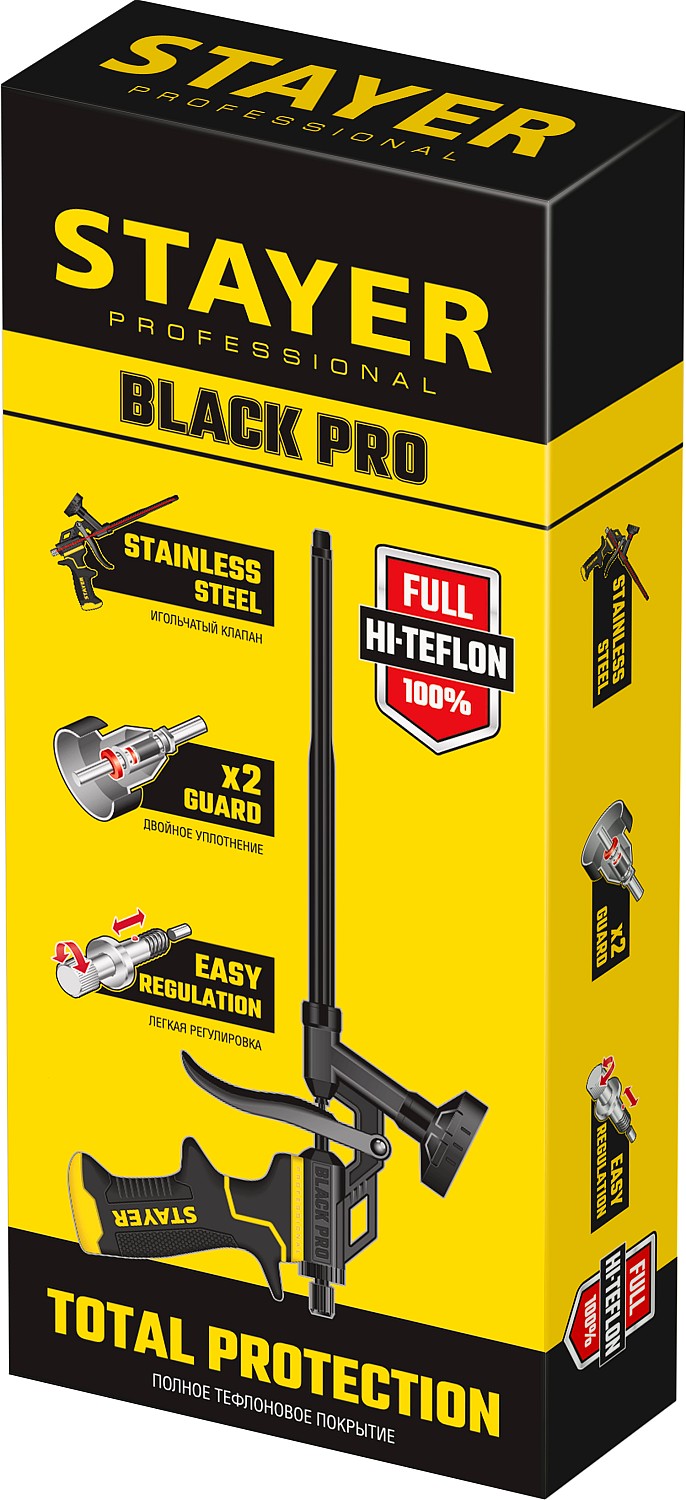 STAYER Black PRO, тефлоновый пистолет для монтажной пены, Professional (06862_z02)