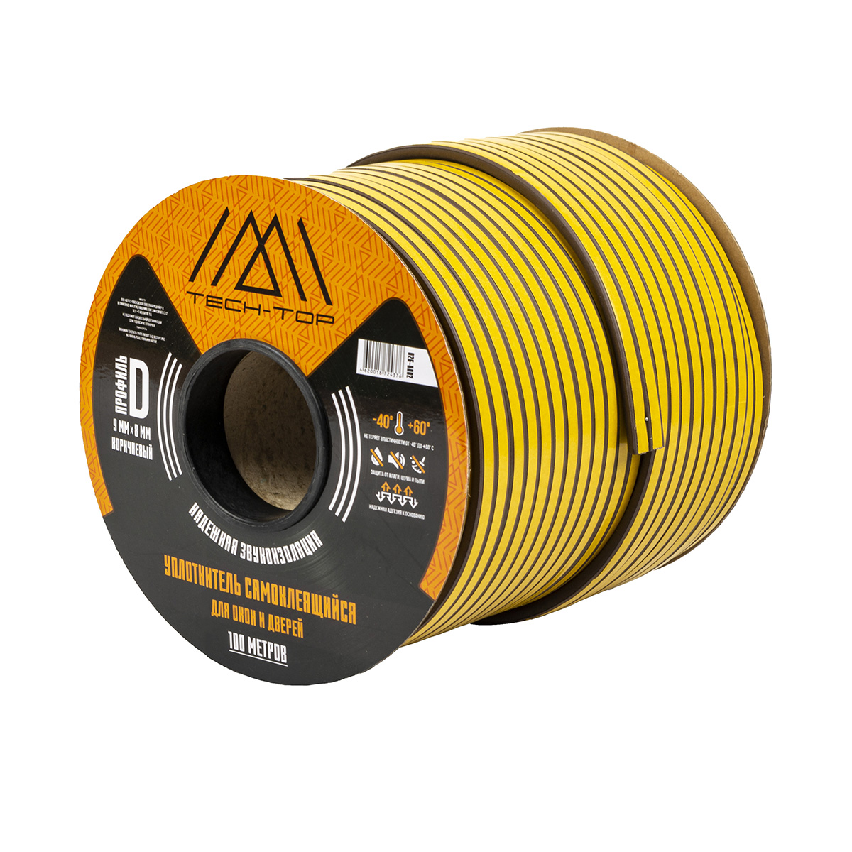 Уплотнитель d 9 х 8 мм коричневый бухта 100 м (1/8) "tech-top"