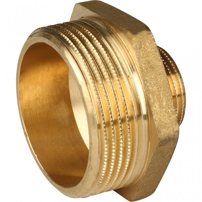 Ниппель переходной резьбовой НР 1"1/2 x 3/4" латунь STOUT