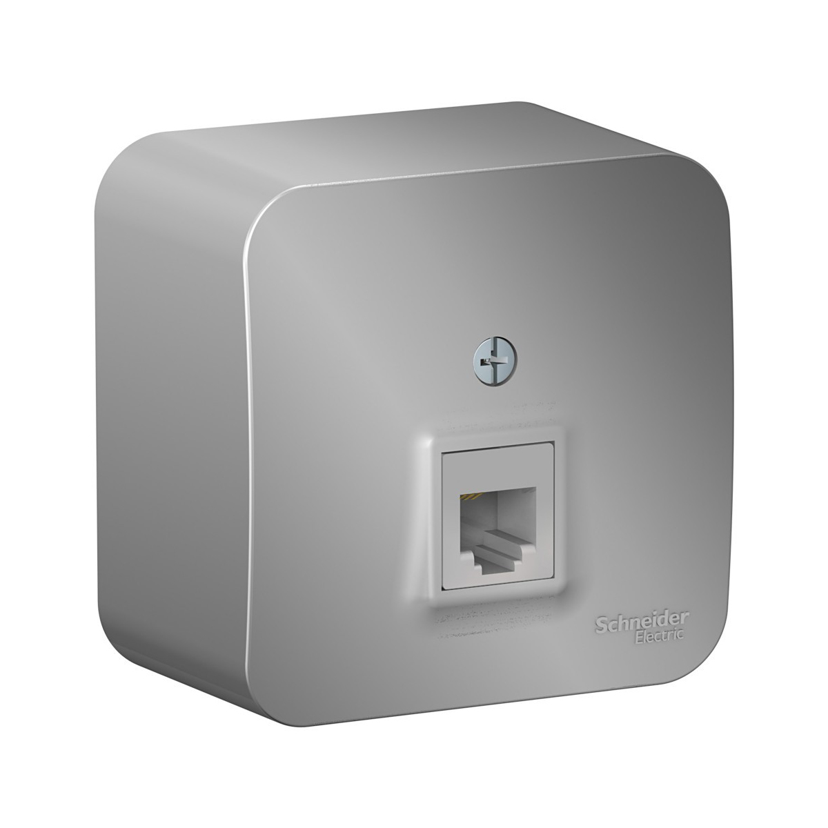 Розетка телефонная открыт. уст. "blanca" rj11, алюминий (1/12/24) "schneider"