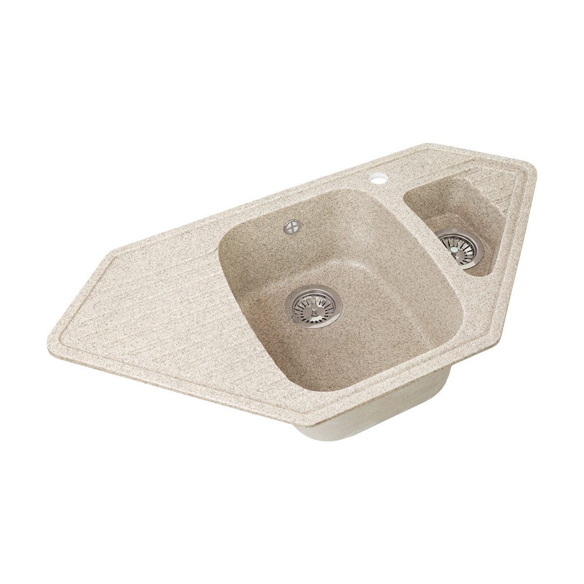 Мойка для кухни врезная искуств. камень gs-10k-302 угловая двойная 965*495 мм песочная "granstones"