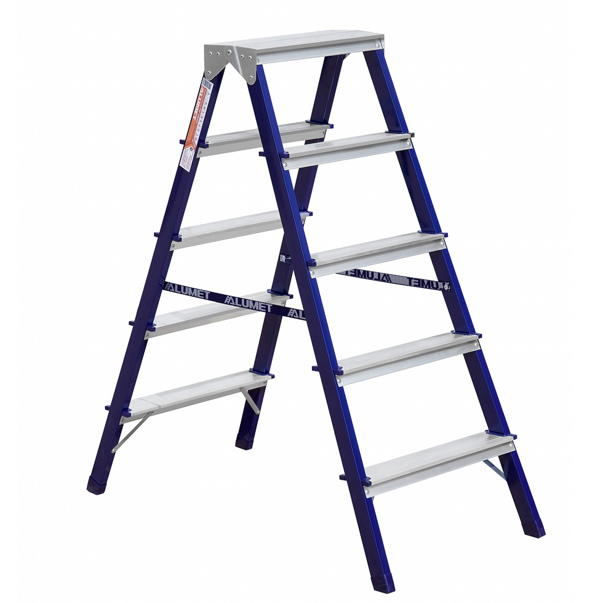 Стремянка двухсторонняя стальная  5 ступеней (1) "алюмет"