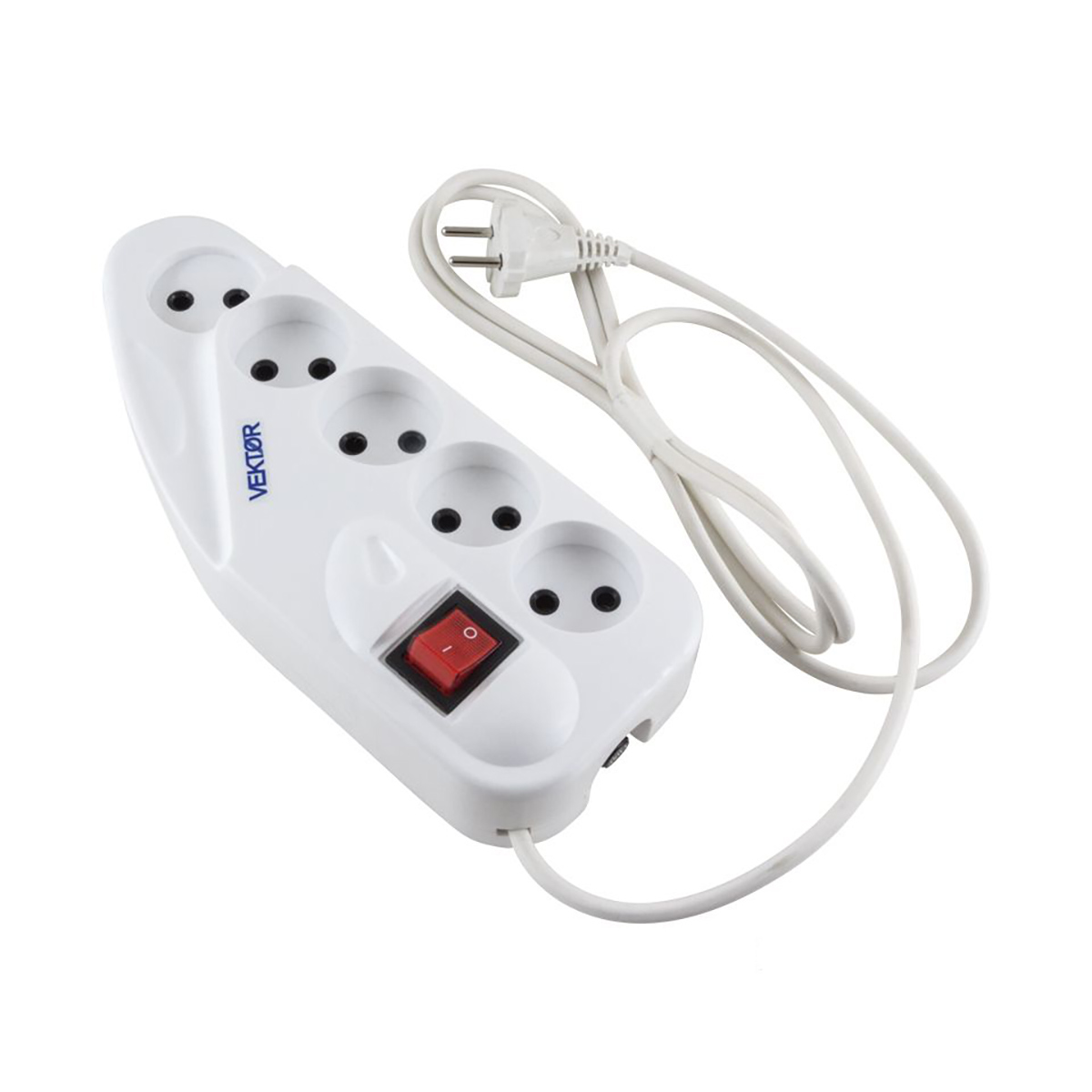 Фильтр сетевой "vektor lite" 1,8 м, 5 розеток, белый (1/10)