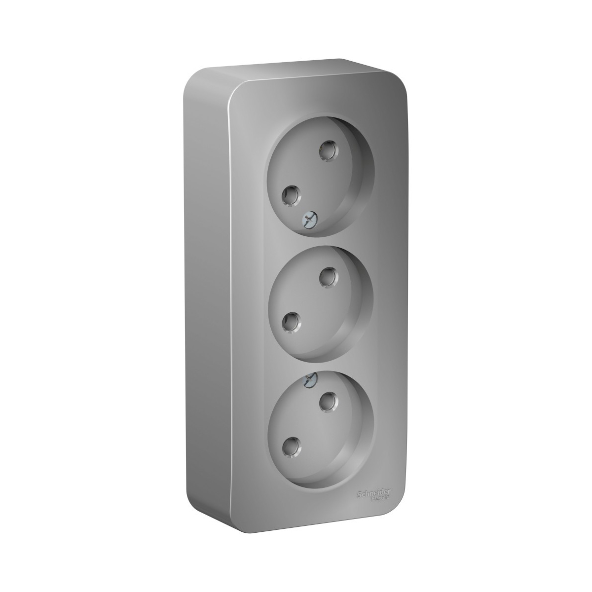 Розетка открыт. уст. "blanca" 3-х местн. 16а, алюминий (1/6/12) "schneider"