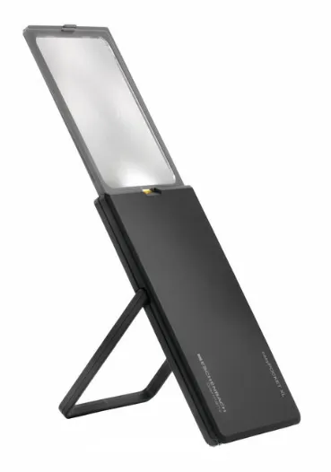 Лупа выдвижная асферическая Eschenbach EasyPocket XL 2,5x, 78x50 мм, с подсветкой, черная