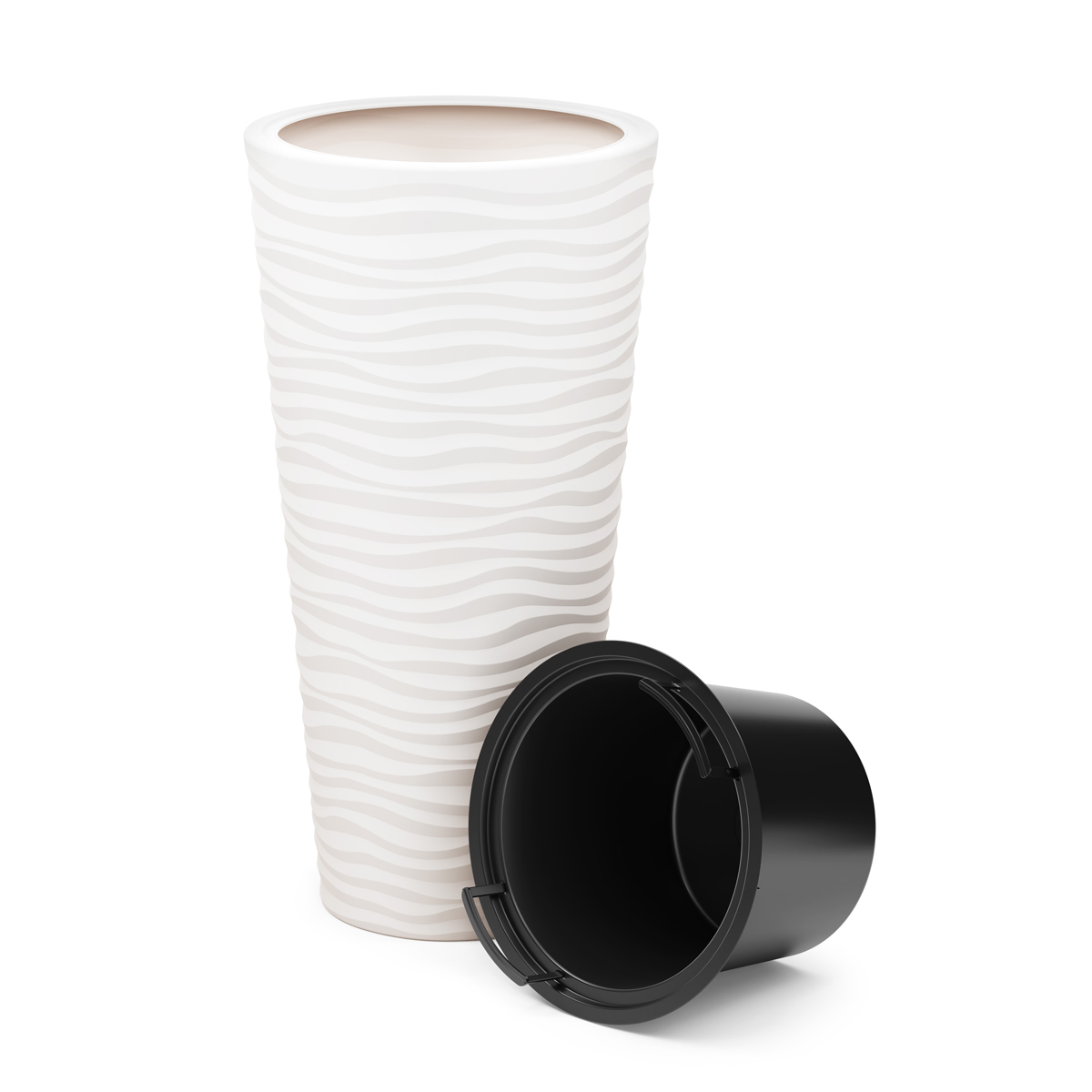 Кашпо для цветов напольное "оазис" 63 л со вставкой 13 л (белое) (1/2) "альтернатива" м8081