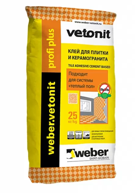 weber.vetonit profi plus / Вебер Ветонит Профи плюс клей с низким пылеобразованием
