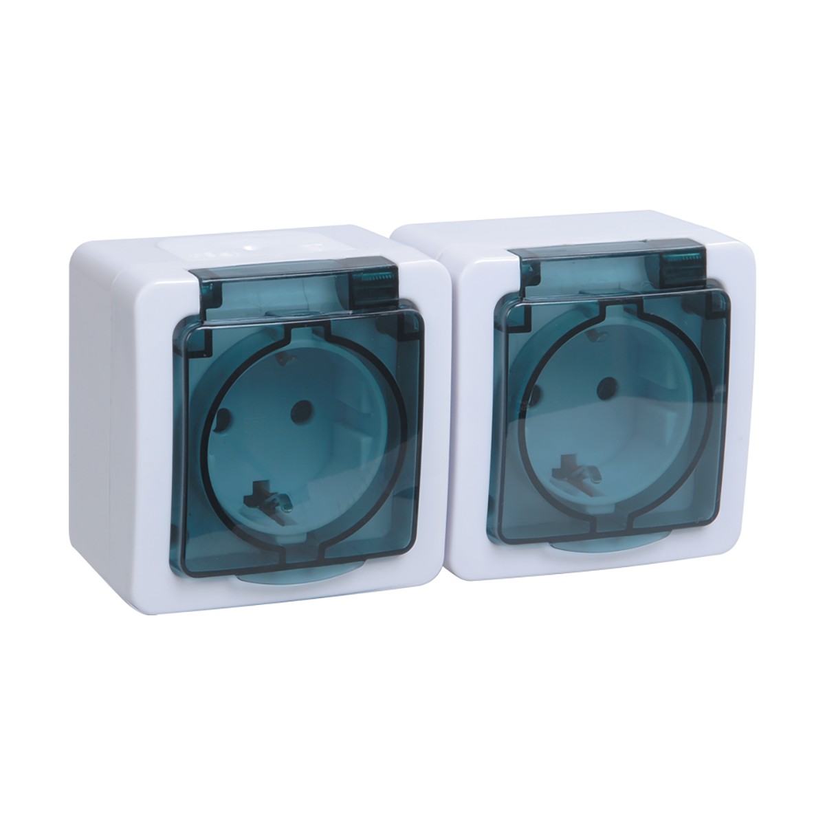 Розетка открыт. уст. "гермес plus" 2-х местн. с заземл, с крышкой рсб22-3-гпбд, ip54 (1/5/50) "iek"