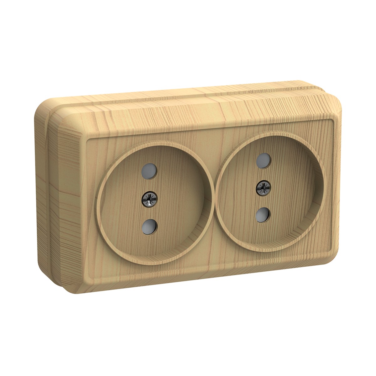 Розетка открыт. уст. "октава" 2-х местн. рс22-2-ос, 10а, сосна (1/24/288) "iek"