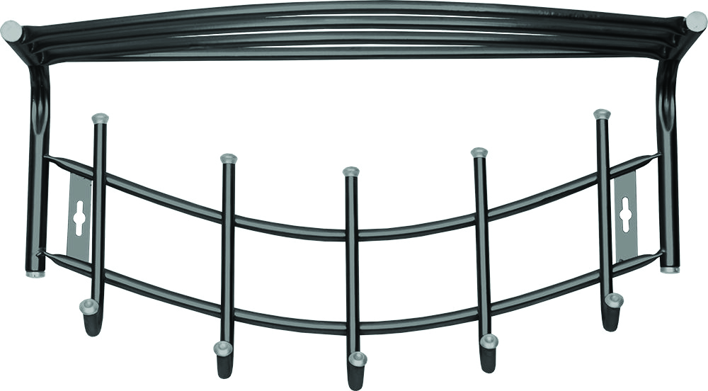 Вешалка настенная с полкой (5 крючков) 52,5 х 30 х 23,5 см черный (1/5) внп4/ч  "ника"