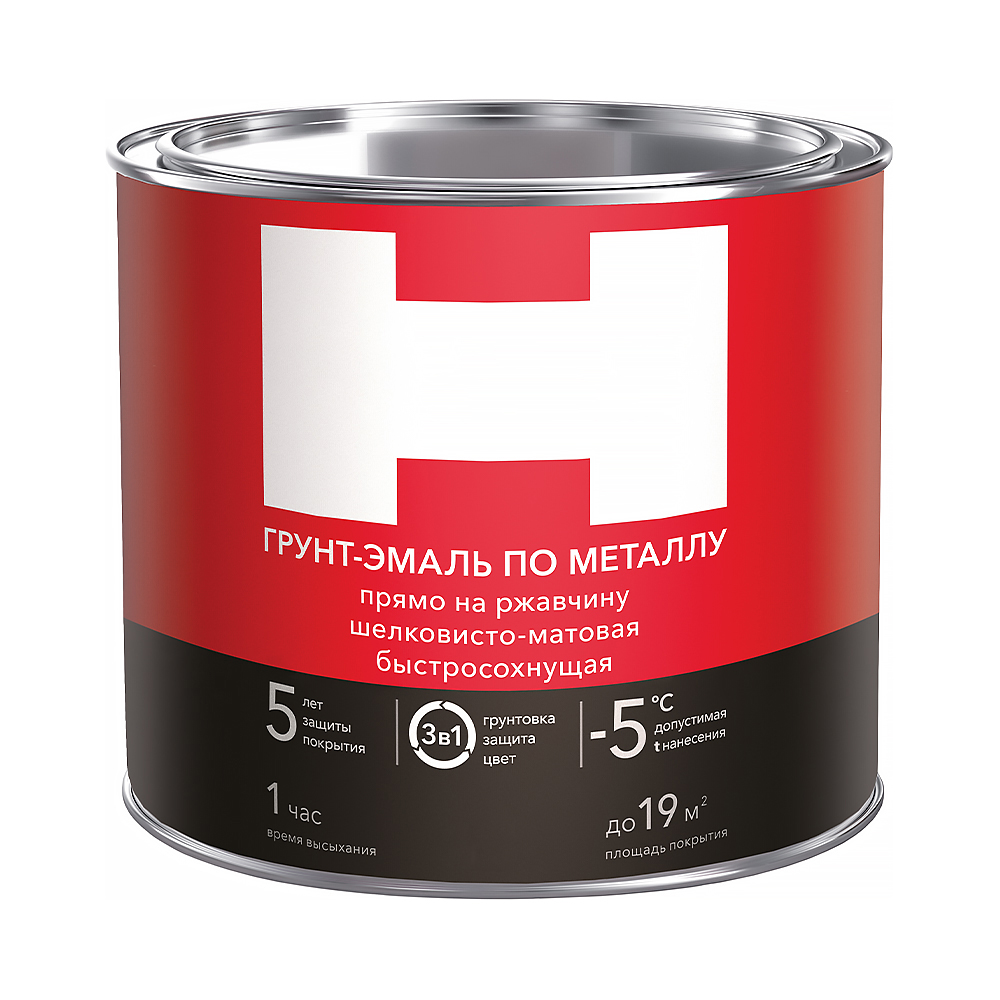 Грунт- эмаль по ржавчине 3 в 1 "h" черная 10 кг (1) 201010
