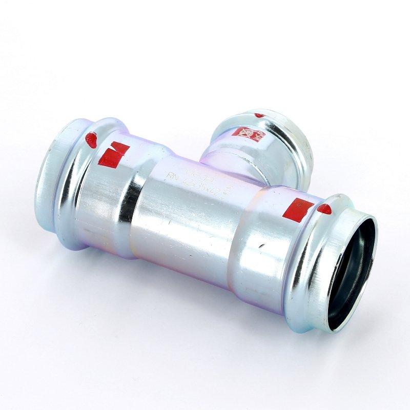 Тройник пресс 42x35x42 оцинкованная сталь Prestabo VIEGA