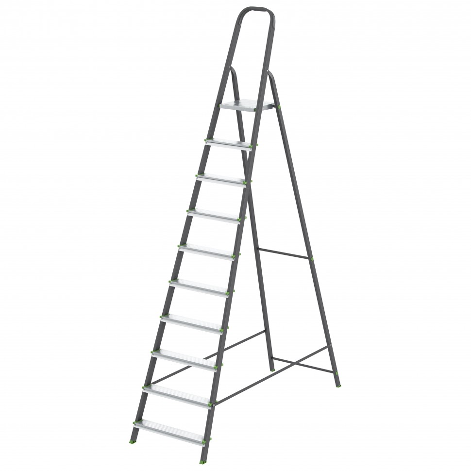 Стремянка, 10 ступеней, стальной профиль, алюминиевые ступени Сибртех (97960)