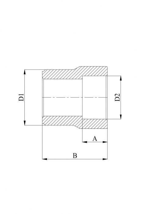 Муфта переходная 63 х 32 ВН ПП (PP-R100) под пайку серая HEISSKRAFT