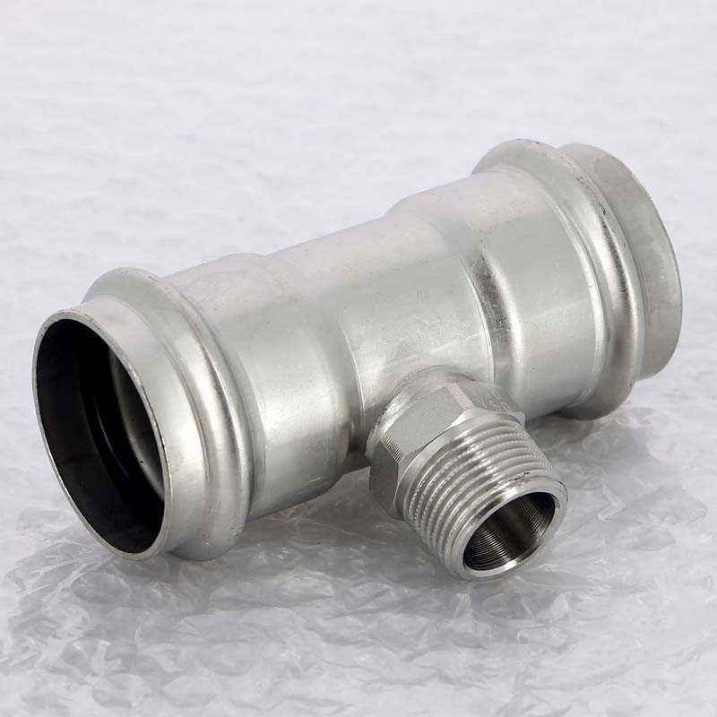 Тройник пресс-Н 42х3/4"х42 нержавеющая сталь Sanpress Inox VIEGA