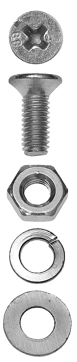Винт (DIN965) в комплекте с гайкой (DIN934), шайбой (DIN125), шайбой пруж. (DIN127), M6x50мм, 7шт, ЗУБР