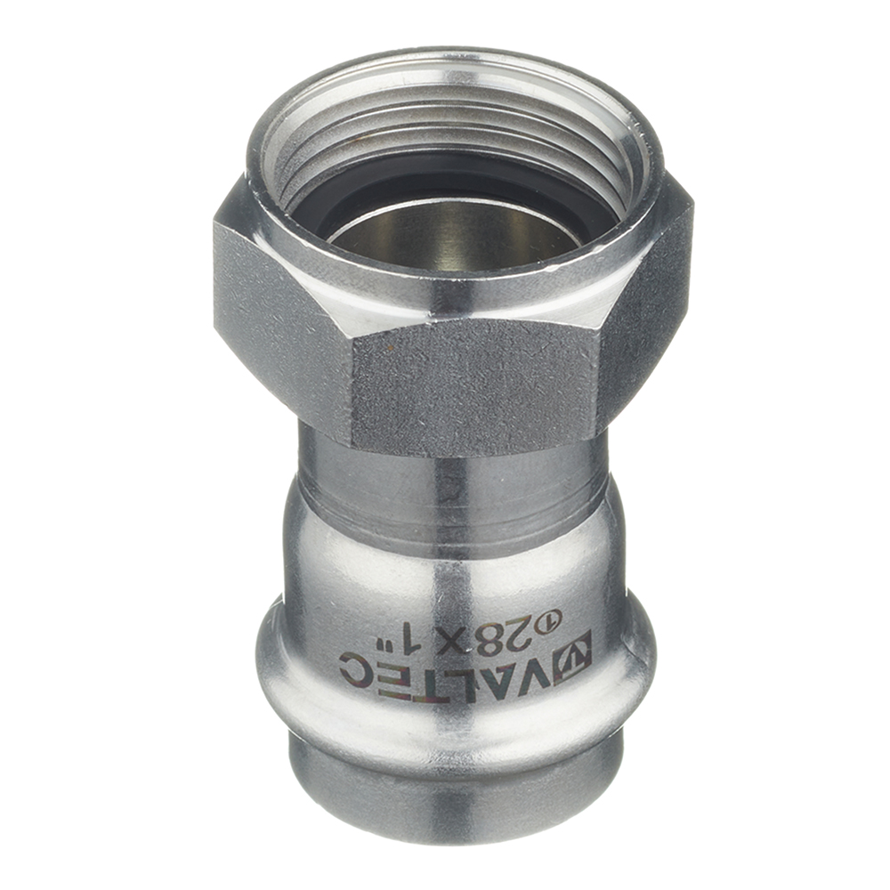 Муфта пресс-В с накидной гайкой 28 мм х 1" нержавеющая сталь VALTEC