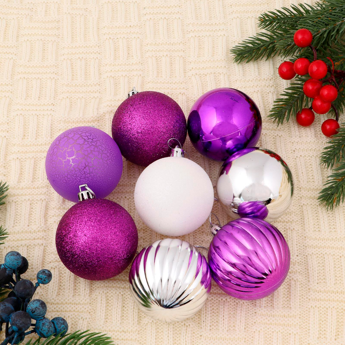 Шары новогодние d-6 см (набор 8 шт.) "джина"  "зимнее волшебство"  4962767