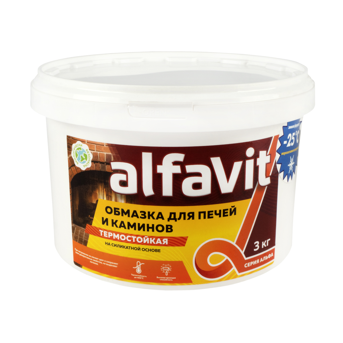 Обмазка для печей и каминов "alfavit" белая 3 кг (1) серия альфа